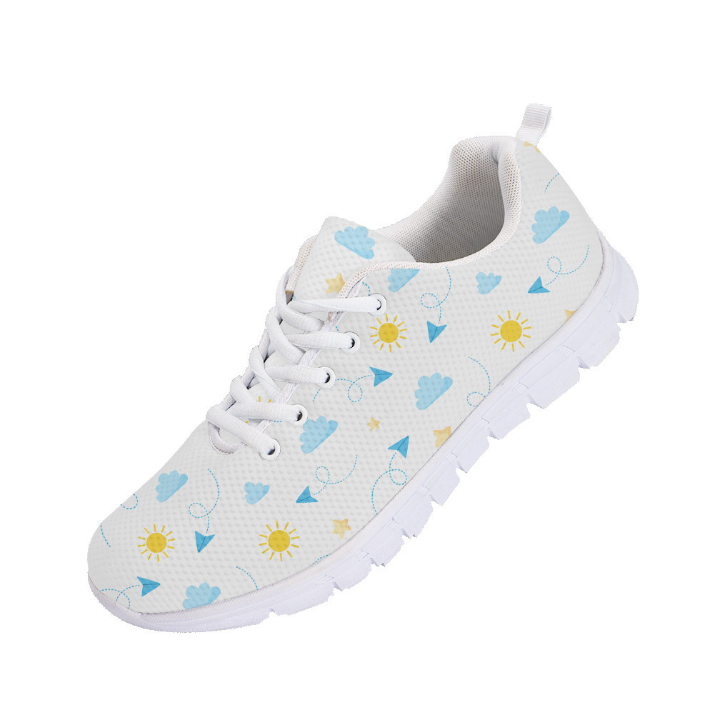 Second image of Paper Plane Sun Clouds And Stars On White Background Running Shoes Sport Sneakers