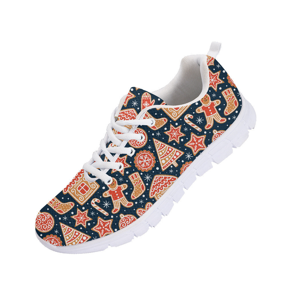 Second image of Outline Gingerbread Cookies Collection And Snowflakes Running Shoes Sport Sneakers