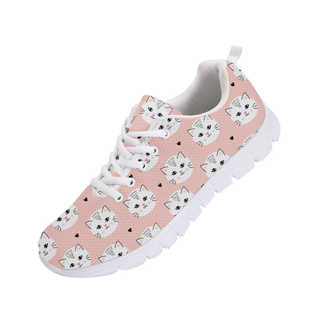 Second image of Pastel Peach Pink Face Of White Cat Running Shoes Sport Sneakers