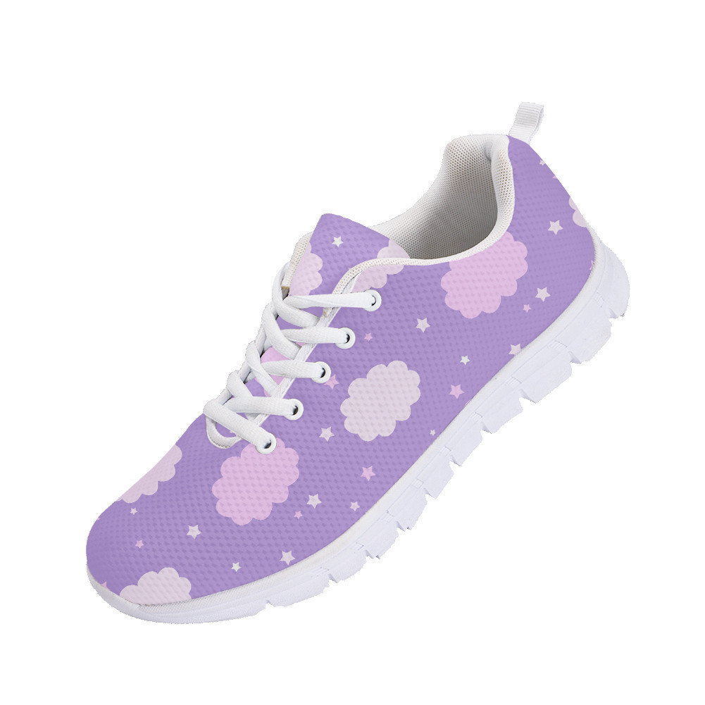 Second image of Pastel Pink Clouds And Stars On Lilac Background Running Shoes Sport Sneakers