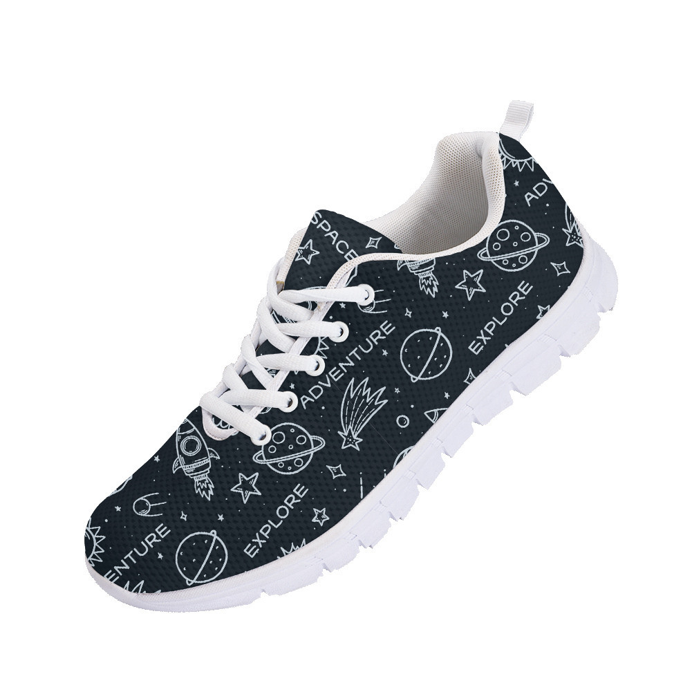 Second image of Planets Stars Rockets Sun Space Theme Cartoon Doodle Illustration Running Shoes Sport Sneakers