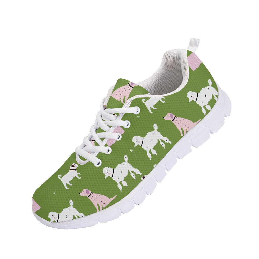 Second image of Pink And White Dog Retro Hipster Running Shoes Sport Sneakers