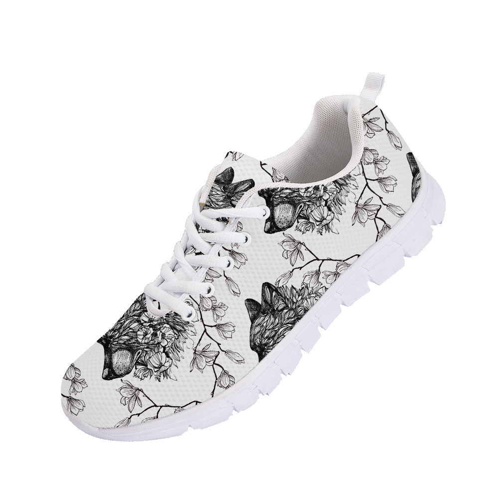Second image of Nature Flowers And Black Wolfs Head Running Shoes Sport Sneakers