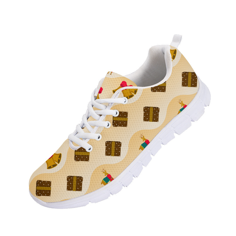 Second image of Pastel Orange Wavy Background Reindeer Brown Gift Boxes And Bells Running Shoes Sport Sneakers