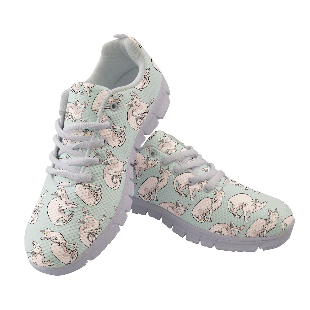 Pink Sphynx Cats In Cartoon Style Running Shoes Sport Sneakers - Personalized