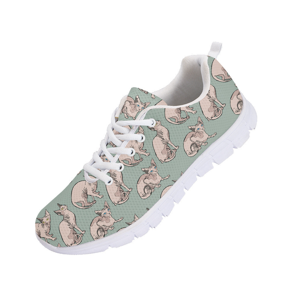 Second image of Pink Sphynx Cats In Cartoon Style Running Shoes Sport Sneakers - Personalized