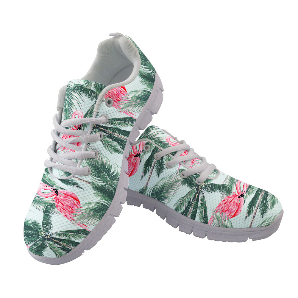 Pink Flamingo Tropical With Palm Tree Running Shoes Sport - Personalized Sneakers