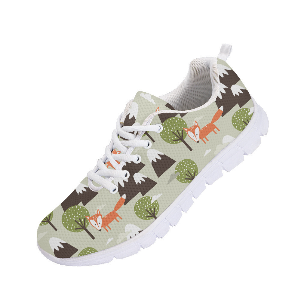 Second image of Pattern Of Foxes Mountains And Trees Hand Drawn Overlapping Backdrop Running Shoes Sport Sneakers