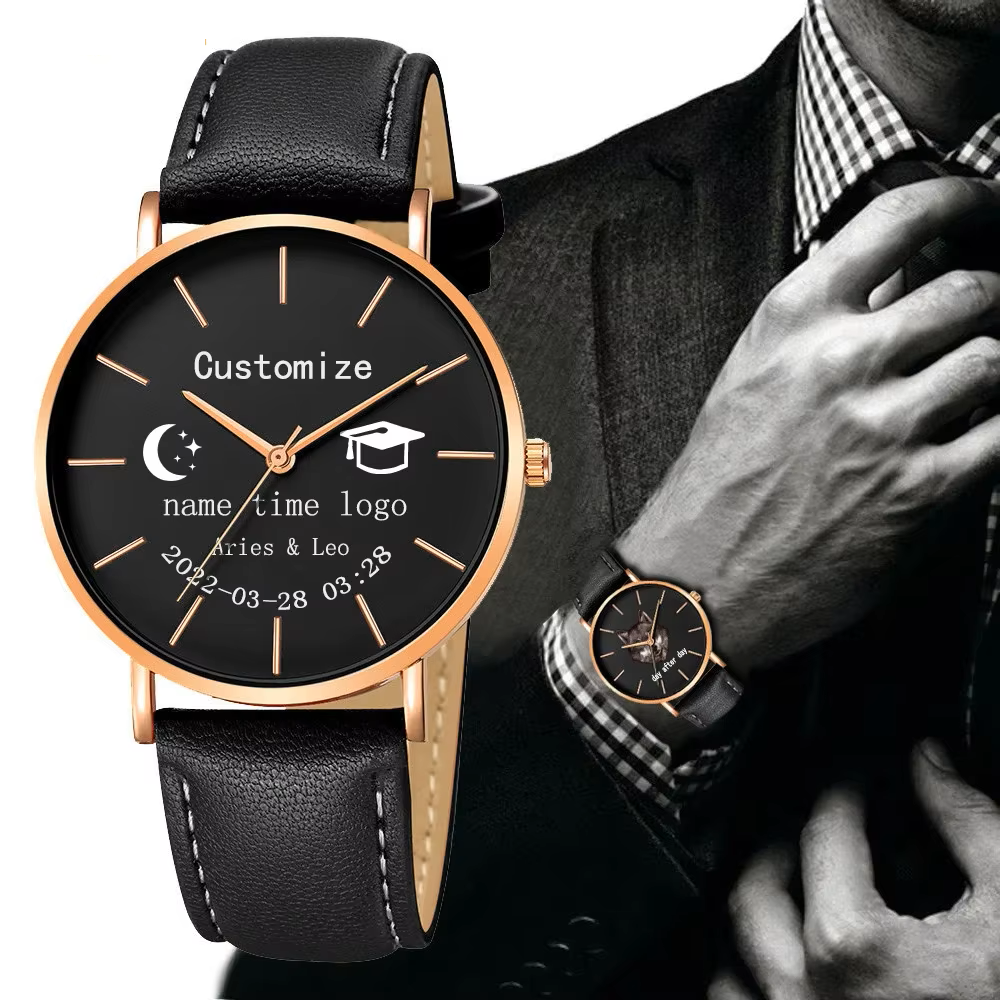 Personalize Customize Quartz Watch With Print Logo Personalize for Women Men Gift 40mm
